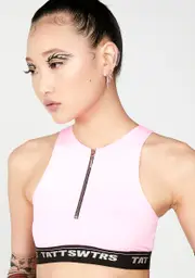 [TATTOOSWEATERS] Pink Zip Bra Top