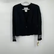 Lois Snyder Womens Blazer 10 Business Casual Black Long Sleeves Sequins Vintage