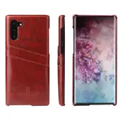 For Samsung Galaxy Note 10 Case Brown Deluxe PU Leather Back Shell Wallet Cover