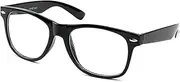 Boolavard Clear Retro Style Oversized Black Frame Nerd Geek Glasses