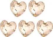 uxcell 5 Pcs 3D Heart Champagne Nail Rhinestones K9 Glass Crystal Rhinestones Pointed Back Crooked Heart Gems for Nail Charm Art DIY Decoration Craft 8x8mm