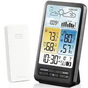 Temperature Monitor Weather Station Wireless Indoor Outdoor Thermometer Humidity Atomic Clock Forecast Calendar Alarm Backlight Accurate Climate Tracker