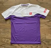 Rare Uniqlo Federer tennis Men Dry-Ex Polo T-Shirt with (S) white/purple