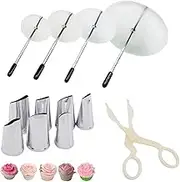 Cake Decorating Tool Kit, 7pcs Stainless Steel Icing Piping Nozzle Tips, 4pcs Cake Flower Nail and 1 Flower Lifters for Cake Fondant Cupcake