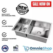 Kitchen Sink Stainless Steel Flush Drop In Undermount Heavy Duty Double Bowl NEW