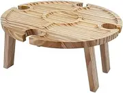 TOKIDNY Outdoor Folding Table Portable Beach Desk for Picnics Camping Bbqs Sturdy Wood Construction with Ample Storage Space for Outdoor Gatherings Wine Festivals