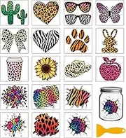 GLOBLELAND 18 Sheets Colorful Daily Plants and Animals Rub on Transfer for Glass Bottle UV DTF Cup Wraps Leopard Zebra Tiger Print Decals Stickers Transfer Stickers Home Decals for Vase Porcelain