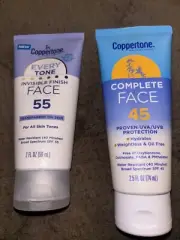 2 Coppertone Face Sunscreen Every Tone SPF 55 & Complete Face SPF 45 - Free Ship