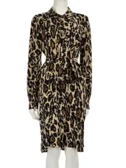 Brown Leopard Print Shirt Dress