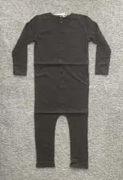 Gray Label Organic Kids Clothing One Piece Play Suit Long Sleeve Black 7-8y