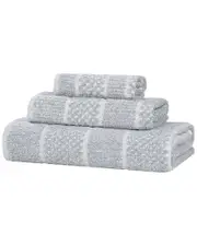 Superior Naples Medium Weight Checkered & Ribbed 3pc Towel Set