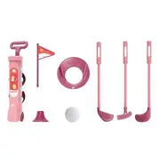 1 Set Kids Golf Toys Game Play Set with Golf Club 4 Balls Flag Practice Holes Putter Parent child Interaction Indoor Outdoor Golf Sports Toy pink