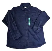 Men's Berkley Jensen Soft Touch Super Soft Button Closure Fleece Shirt Blue L