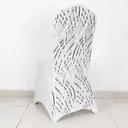 WHITE BLACK Embroidered Sequin Spandex Banquet CHAIR COVER Party Decorations