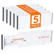 Pack Drawer Dividers 4" High, 11-17" Adjustable Dresser Drawer 5 White