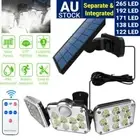 3 Head LED Solar Motion Sensor Light Outdoor Garden Wall Security Flood Lamps