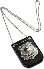 Police Badge for Kids - Pretend Play PD Badge with Chain & Belt Clip