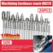 Tungsten Carbide Steel Rotary Burr Die Grinder Bit 1/8" Shank Carving Set