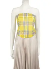 Yellow Plaid Print Peri Corset Top