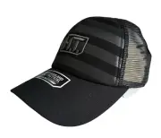 Highland Tactical Black Faux Leather Mesh Snapback Hat - OSFM