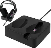 Geekria Headphones Charging Stand for Logitech G733 Lightspeed Wireless Gaming Headset, 3D Printed Resin Magnetic Dock, Gaming Headset Base (Black)