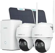REOLINK 4K Solar Security Cameras Wireless Outdoor System, Encrypted 1 Year Local Storage, 360° Pan Tilt, 2.4/5GHz Wi-Fi, Smart Detection, No Monthly Fee, Home Hub with 2X PT Ultra +Sun-Powered Panel
