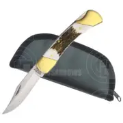 chrade Stag 5” Lockback Stag Antler Handle Folding Pocket Knife (SCH7)