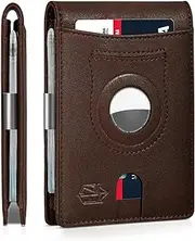 [Zitahli] Men's Wallets Airtag Holder Slim Rfid Leather with Gift Box, Crazy horse Brown, Small, Modern