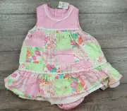 Baby Girl New Children's Place 3-6 Month 2pc Ruffle Patchwork Dress W/Bloomers