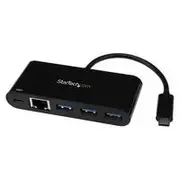 StarTech 3 Port USB C Hub w/ GbE & PD 2.0, C to 3x A, USB 3.0 Hub - HB30C3AGEPD
