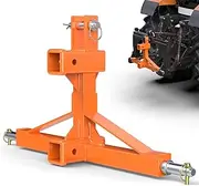 Orange 3 Point Hitch Receiver with Dual 2” Receiver, 3 Point Trailer Hitch for Tractor, Fit for Standard/5th Wheel/Goose Neck Connections, 3 Pt Quick Hitch Farm Equipment and Subcompact Trailer Hitch