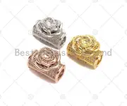 CZ Micro Pave Rose Flower Tube Spacer beads,sku#N55