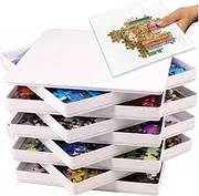 PUZZLE EZ 8 Puzzle Sorting Trays with Lid 20.3cm x 20.3 cm Sorter Holder Jigsaw Puzzle Accessories Storage Organizer for Adults Hold Up to 1000 Pieces Space Saver Gift for Puzzle Lover