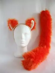 ORANGE furry kitty CAT HEADBAND EARS & TAIL SET anime cosplay Kyo Fruits Basket