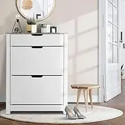 Artiss Shoe Cabinet Shoes Organiser Storage Rack Drawer Shelf 16 Pairs White Footwear Closet Organisation Home Bedroom Hallway Entryway Furniture Decor Space-Saving Durable Sturdy Easy Assembly