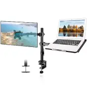 Adjustable Monitor and Laptop Mount Arm Stand with Clamp for 13-27 Inch Monitors