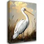 ketilly Heron Bird Wall Art Golden Vintage Drawing Poster Wall Decor For Livi...