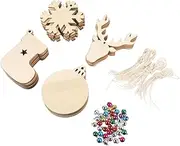 COHEALI 120pcs Christmas Tree Decorations Wood Slices Ornaments Snowflake Pendant Craft for Boys and Girls Decorations