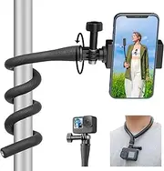 TELESIN Flexible Clamp Mount Selfie Stick Extension Pole for Go Pro Insta360 Phones, Camera iPhone Android Tripod Stand Neck Holder for Bike, Motorcycle, Boat, Tube, Treadmill, Stroller, Car, Desk