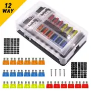 12-Way Blade Fuse Box Block Holder LED 6 Indicator 12 24V Auto Marine Waterproof