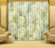 Some Prue White 01 Roses 3D Curtain Blockout Photo Print Curtains Fabric Window