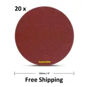 20 x 100mm 4" Hook Loop Sanding Disc Discs Pad Pads Orbital Sander Metal Timber
