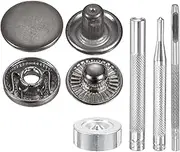 uxcell 24Set Leather Snaps Fasteners Kit 15mm Dia Brass Press-Stud Cap Button 2.76" Length Metal Snap Buttons with 4 Install Tools for Coat Bag Leather Marine Boat Canvas, Gun