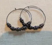 Alex & Ani crunchy black Metal hoop earrings