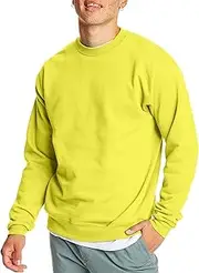 [Hanes] Men's EcoSmart Fleece Sweatshirt, Safety Green, Medium