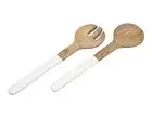 Godinger Salad Server Fork and Spoon Set Utensils Elegant Wood and Enamel Design