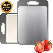 Large Double Sided Cutting Board Stainless Steel Wheat Straw Easy Grip Dishwashe