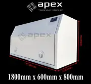 BRAND NEW 2MM FLAT TOOLBOX WHITE ALUMINIUM TOOL BOX- UTE TRUCK STORAGE-1868FFPWL