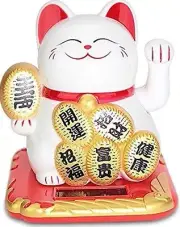 Small White Fortune Happy Cat Maneki Neko Solar Toy Home Decor Gifts