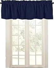 Native Fab Set of 2 Window Valance Curtain - 54x18 inches - Rod Pocket - Semi Sheer - Short Curtains for Kitchen, Cafe, Living Room, Bedroom, Basement - Navy Blue